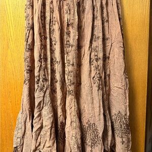 Boho Embroidered Brown Skirt